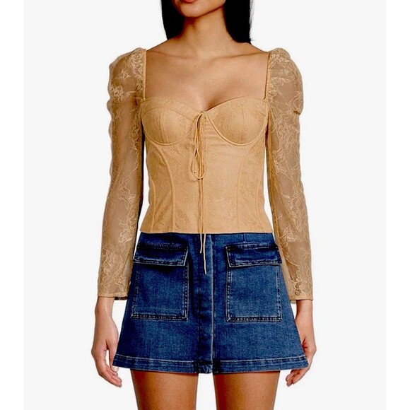Chelsea & Violet Tops - Chelsea & Violet Laura Lace Blouse Top Womens Size 8 Brown Coquette Garden Fairy